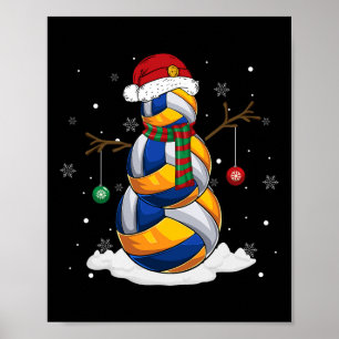 Volleyball Boll Snögubbe Santa Hat jul Pajama Poster