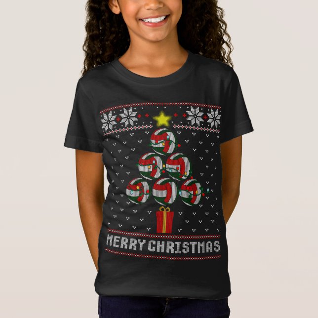 Volleyball Bollar Träd God jul Ugly Sweater T Shirt (Framsida)