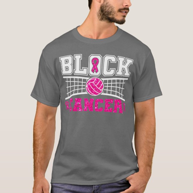 Volleyball Breast Cancer Awareness Block Out Cance T Shirt (Framsida)