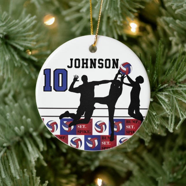 Volleyball 🏐 - Bump, set, Spike Red, White, Blue Julgransprydnad Keramik (Träd)