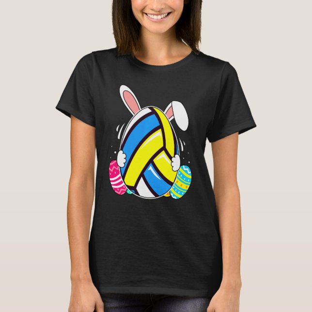 Volleyball Bunny Öron Eggs Costume Påsk Day Ide T Shirt (Framsida)