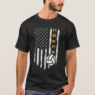 Volleyball Coach American Flagga Funny Trainer Coa T Shirt