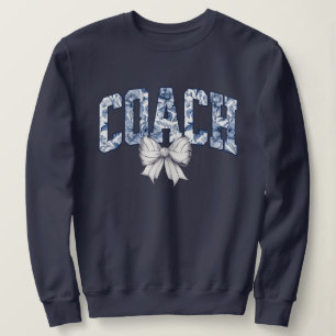 Volleyball Coach Blue Blommigt Bow T Shirt
