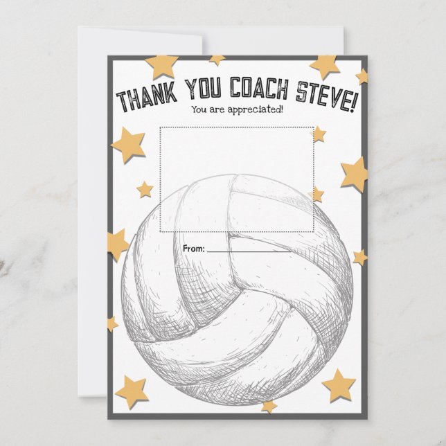 Volleyball coach gift card holder thank you inbjudningar (Framsida)