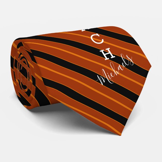 Volleyball Coach Namnteckning Namn Orange|Blk Stri Slips (Rullad)