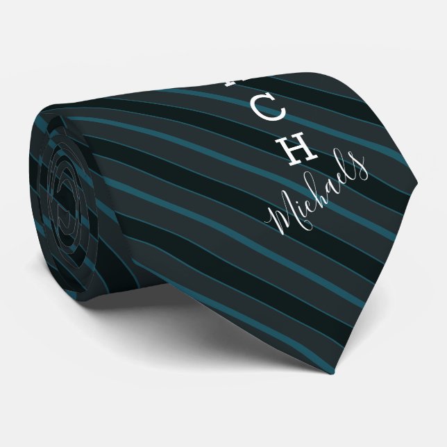 Volleyball Coach Namnteckning Namn Teal Stripe Slips (Rullad)