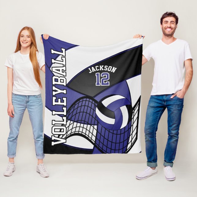 Volleyball 🏐 design - blå, vit, svart fleecefilt (På plats)