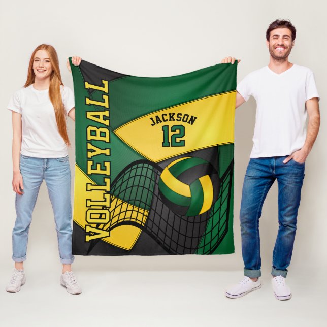 Volleyball 🏐 Design - Grönt, Guld, svart Fleecefilt (På plats)