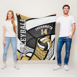 Volleyball 🏐 design - Guld, vit, svart Fleecefilt