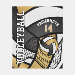 Volleyball 🏐 design - Guld, vit, svart Fleecefilt