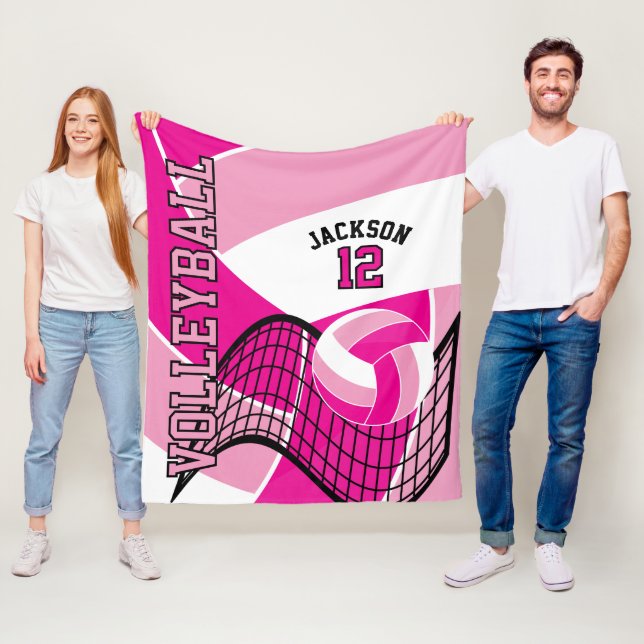 Volleyball 🏐 Design - Rosa och vit Fleecefilt (På plats)
