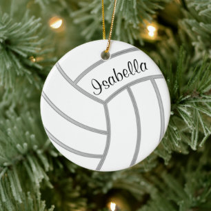 Volleyball - DIY Background Färg och Namn Julgransprydnad Keramik