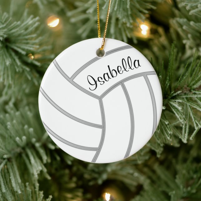 Volleyball - DIY Background Färg och Namn Julgransprydnad Keramik (Träd)