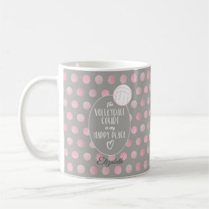 Volleyball-domstolen är min rosa grått i lycklig s kaffemugg