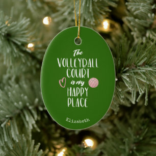 Volleyball-domstolen i min personlig lycklig ställ julgransprydnad keramik