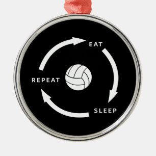 Volleyball Eat - viloläge Upprepa Sportfantast Vär Julgransprydnad Metall