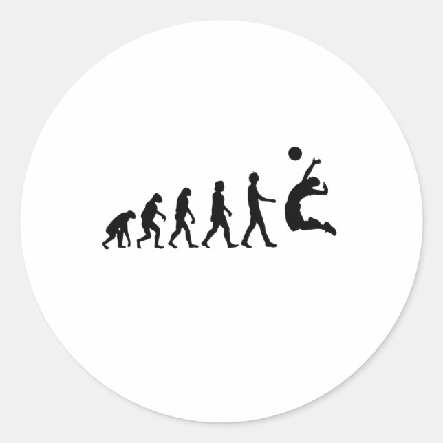 Volleyball Evolution Runt Klistermärke (Framsida)
