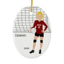 Volleyball Female Blonde Hair Red & Black