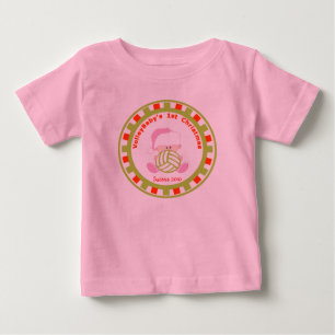 Volleyball Flicka 1:a jul med Namn Tee Shirt