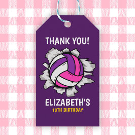 Volleyball Fun Birthday Girl Presentetikett