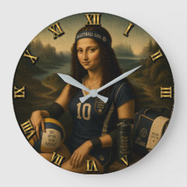 Volleyball Funny Mona Lisa Stor Klocka