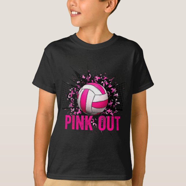 Volleyball Game Day Nk Out Breast Cancer Awareness T Shirt (Framsida)