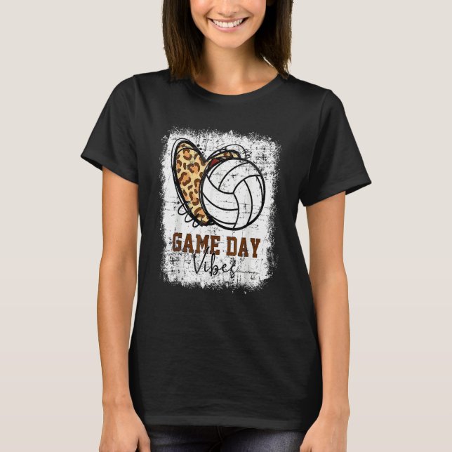 Volleyball Game Day Vibes Volleyball Mom Leopard B T Shirt (Framsida)