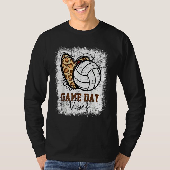 Volleyball Game Day Vibes Volleyball Mom Leopard B T Shirt (Framsida)