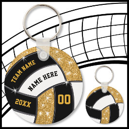 Volleyball-gåvor med svart och Guld Billigt 4 text Nyckelring