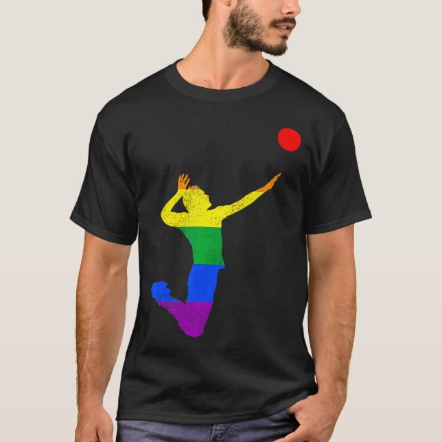 Volleyball Gay pride LGBTQ Volleyball Player T Shirt (Framsida)