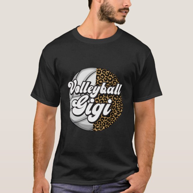 Volleyball Gigi Leopard Grandma Gigi Of A Volleyba T Shirt (Framsida)