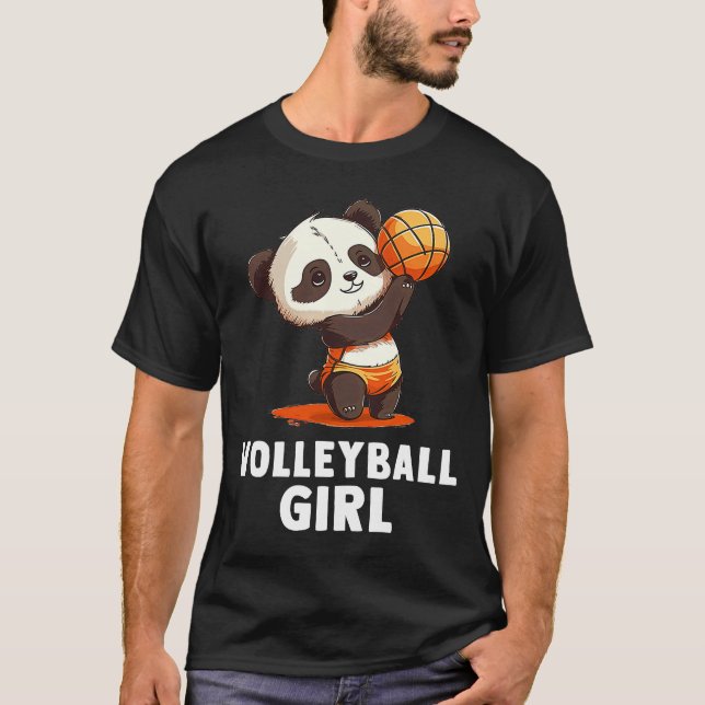 Volleyball Girl Cute Baby Panda och Volleyball T Shirt (Framsida)
