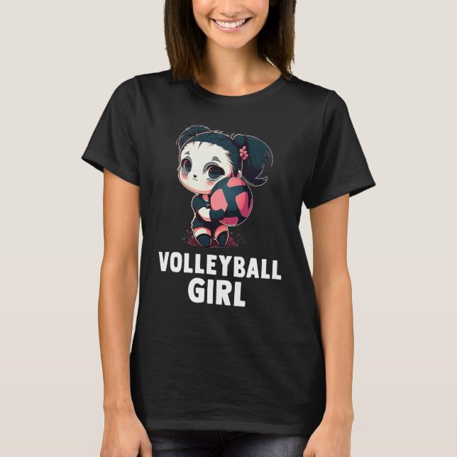 Volleyball Girl  Cute Panda Girl And Volleyball T Shirt (Framsida)
