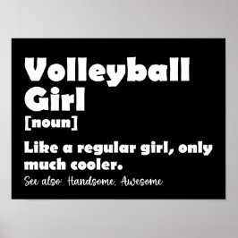 Volleyball Girl Funny Definition Volleyball Älskar Poster