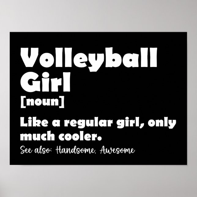 Volleyball Girl Funny Definition Volleyball Älskar Poster (Framsidan)