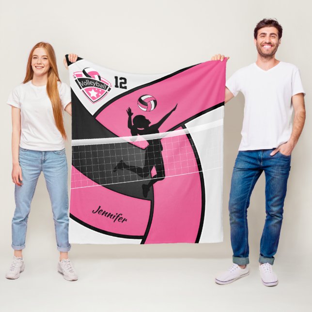 Volleyball Girl med DIY Number - Rosa Fleecefilt (På plats)