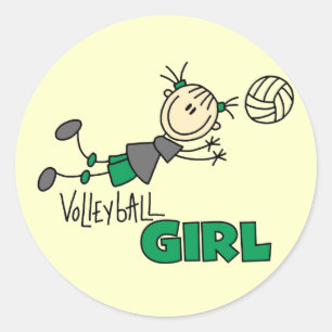 Volleyball Girl Tshirts och Gifts Runt Klistermärke