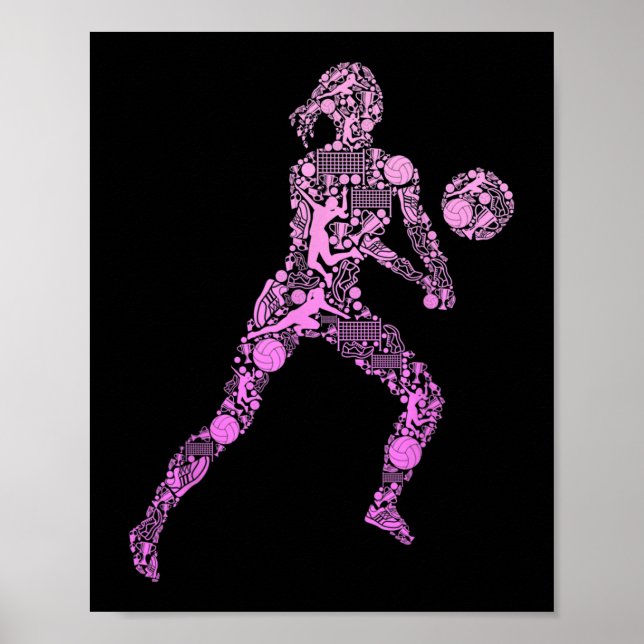 Volleyball Girl Women Youth Player 7 Poster (Framsidan)