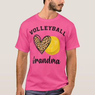 Volleyball Grandma Leopard Heart Sports Players Mo T Shirt