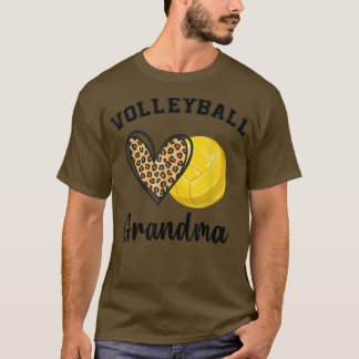 Volleyball Grandma Leopard Heart Sports Players Mo T Shirt