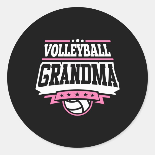 Volleyball Grandma Runt Klistermärke (Framsida)