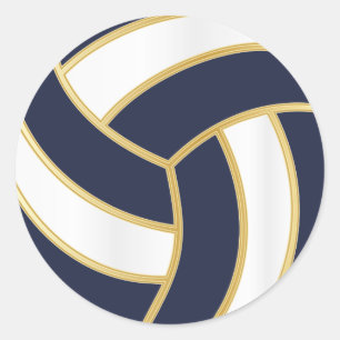 Volleyball Guld, Vit och DIY Bakgrund Färg Runt Klistermärke