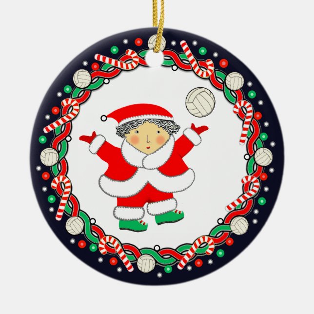 Volleyball Helgdag Gift Ceramic Ornament (Framsidan)