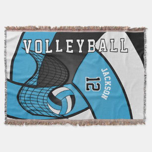 Volleyball 🏐 i Baby blue, vit och svart Filt