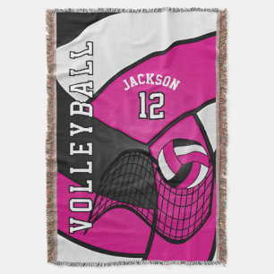 Volleyball 🏐 i en Shock rosa, vit och svart Filt