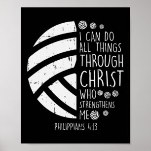 Volleyball i kan göra sak Bible Verse Jesus G Poster