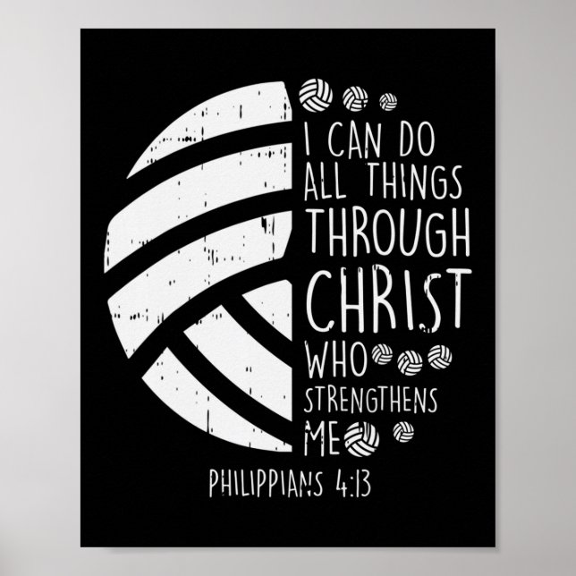 Volleyball i kan göra sak Bible Verse Jesus G Poster (Framsidan)