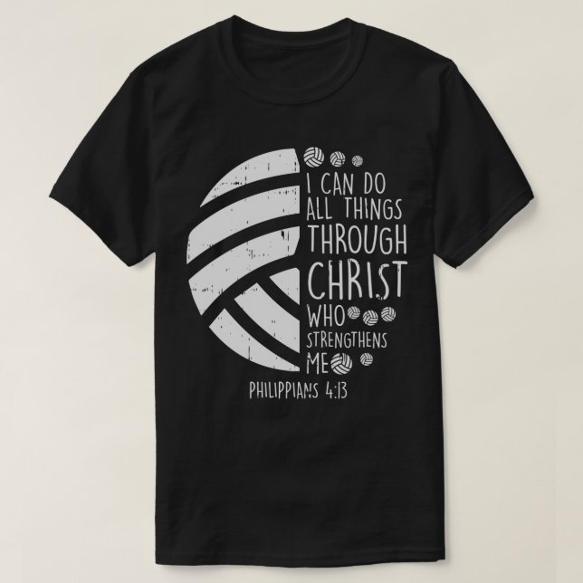 Volleyball i kan göra sak Bible Verse Jesus G T Shirt (Design framsida)