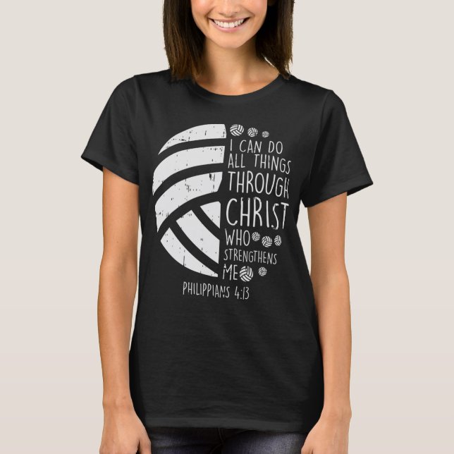 Volleyball i kan göra sak Bible Verse Jesus G T Shirt (Framsida)