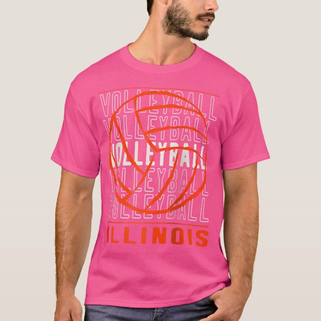 Volleyball Illinois Baseball T Shirt (Framsida)